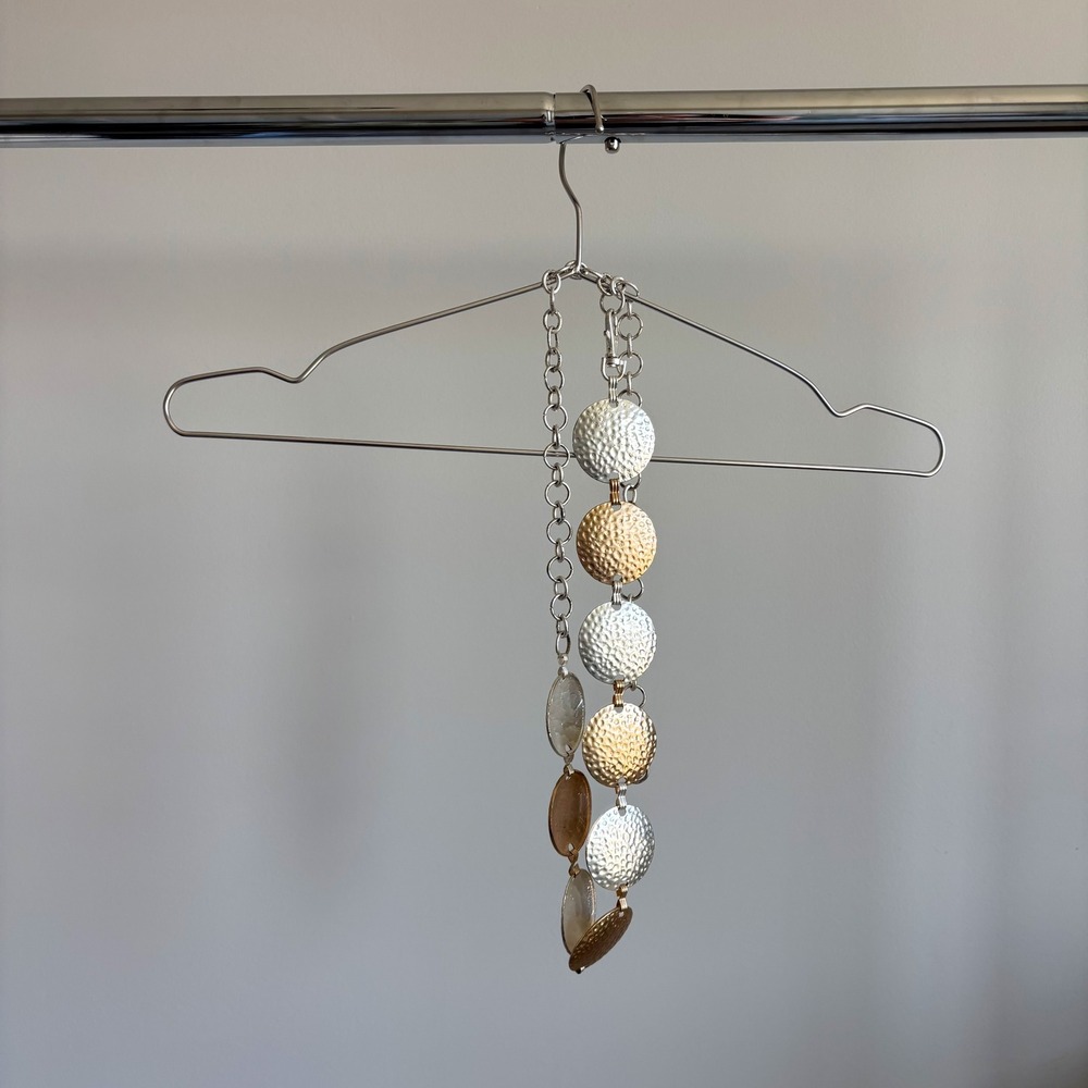 Y2K Vintage‎ Disc Belt Hammered Coin Two Tone Metal Waist Chain Festival Boho